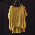 thumbnail image 2 of SHITINN Women Lady Linen Solid T-Shirt Casual Plain Loose Blouse Shirt Asymmetrical Tops Cute Short Sleeve Tops for Women Blouses for Women Casual Tunic Tops, 2 of 4