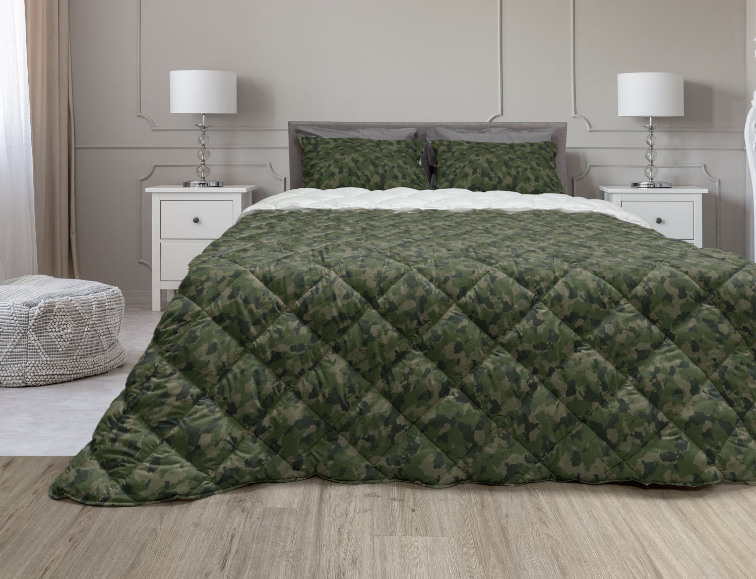 Gray THE WOODS WOODLAND CAMO Full-Queen COMFORTER-FREE SHIP 