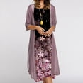 thumbnail image 2 of Heliisoer Robe Décontractée Femme Imprimé Floral Col Rond Sans Manches Ensemble Deux Pièces en Chiffon Uni, 2 of 5