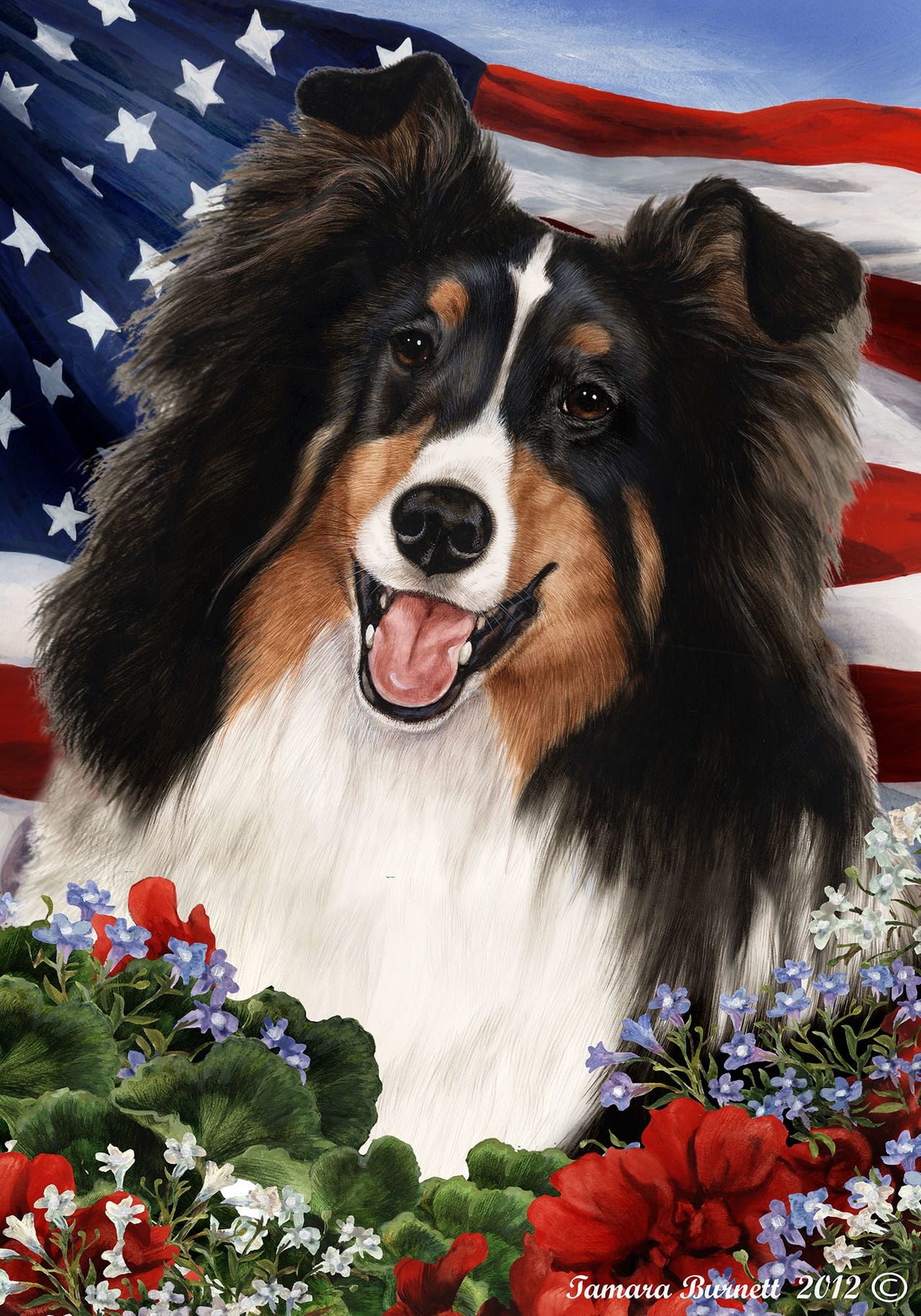 Sheltie Tri - Best of Breed Patriotic I Garden Flags - Walmart.com