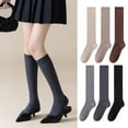 thumbnail image 2 of 1 Pair Student Socks Mid-calf Length Preppy Style Socks Solid Color Absorb Sweat Breathable Perfect Fit Elastic Support Socks, 2 of 7