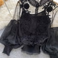 thumbnail image 3 of Women Lace Puff Long Sleeve Blouse Vintage Blouses Elegant Tops Shirts Femme, 3 of 10