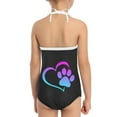 thumbnail image 5 of FOR U DESIGNS Colorful Dog Paw Heart Halter Swimsuit Bikini for Kids Teens Breathable Summer Beach Swimwear Adjustable Neck Strap Bathing Suit Size 9-10, 5 of 6