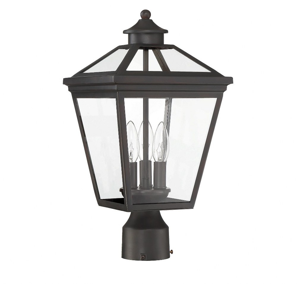 3 Light Outdoor Post Lantern-Modern Farmhouse Style with Rustic and Transitional Inspirations-17.5 inches Tall By 9 inches Wide-Black Finish Bailey - image 4 of 6