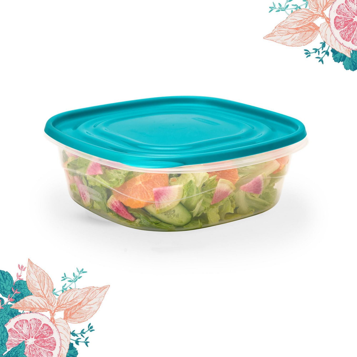 Contenants de conservation des aliments TakeAlongs de Rubbermaid, 686 mL (2,9 tasses), contenants pour préparation des repas, contenants pour aliments avec couvercles, bleu-turquoise en séri paquet de 4