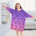 thumbnail image 5 of FORMRS Wearable Blanket Hoodie with Sleeves for Kids Cozy Flannel Sweatshirt, Pixel Love, 5 of 7