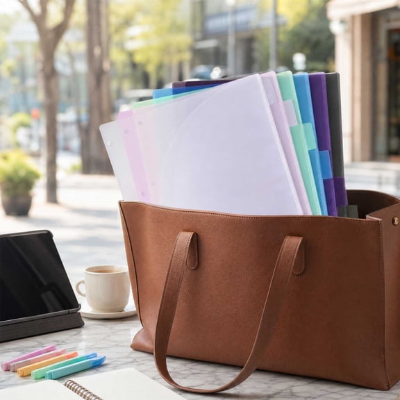 3 Binder Pocket Dividers, 6-Pack Waterproof Slanted Pocket Refill Pages for Document Storage