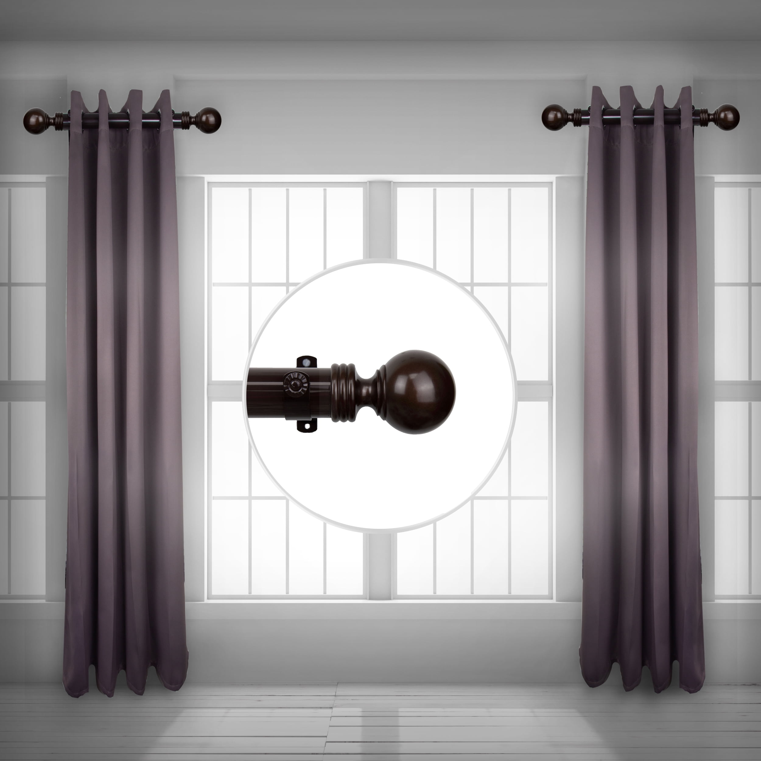 Serena 1.5" Side Curtain Rod 18 inch Long (Set of 2) - Cocoa