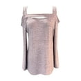 thumbnail image 4 of Women's T-Shirts Ladies Fashionable Casual Solid Color Off Shoulder Loose Long Sleeve T Shirt - Women's Apparel for Everyday Wear, 4 of 4