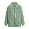 thumbnail image 4 of adviicd Womens Fleece Jacket Fall Winter Full Zip Sherpa Coat with Hood Winter Outfits (Light Green, M), 4 of 5