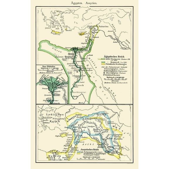 Historic Map - Middle East Egypt Assyria - Putzgers 1897 - Vintage Wall Art