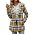 thumbnail image 2 of Yangnuo Womens Trendy Plaid Warm Comfy Coat Jackets 2025 Jackets Women Plaid Shacket Jacket Trendy Fall Casual Button Wool Tartan Trench Coat Tops With Pockets, 2 of 6