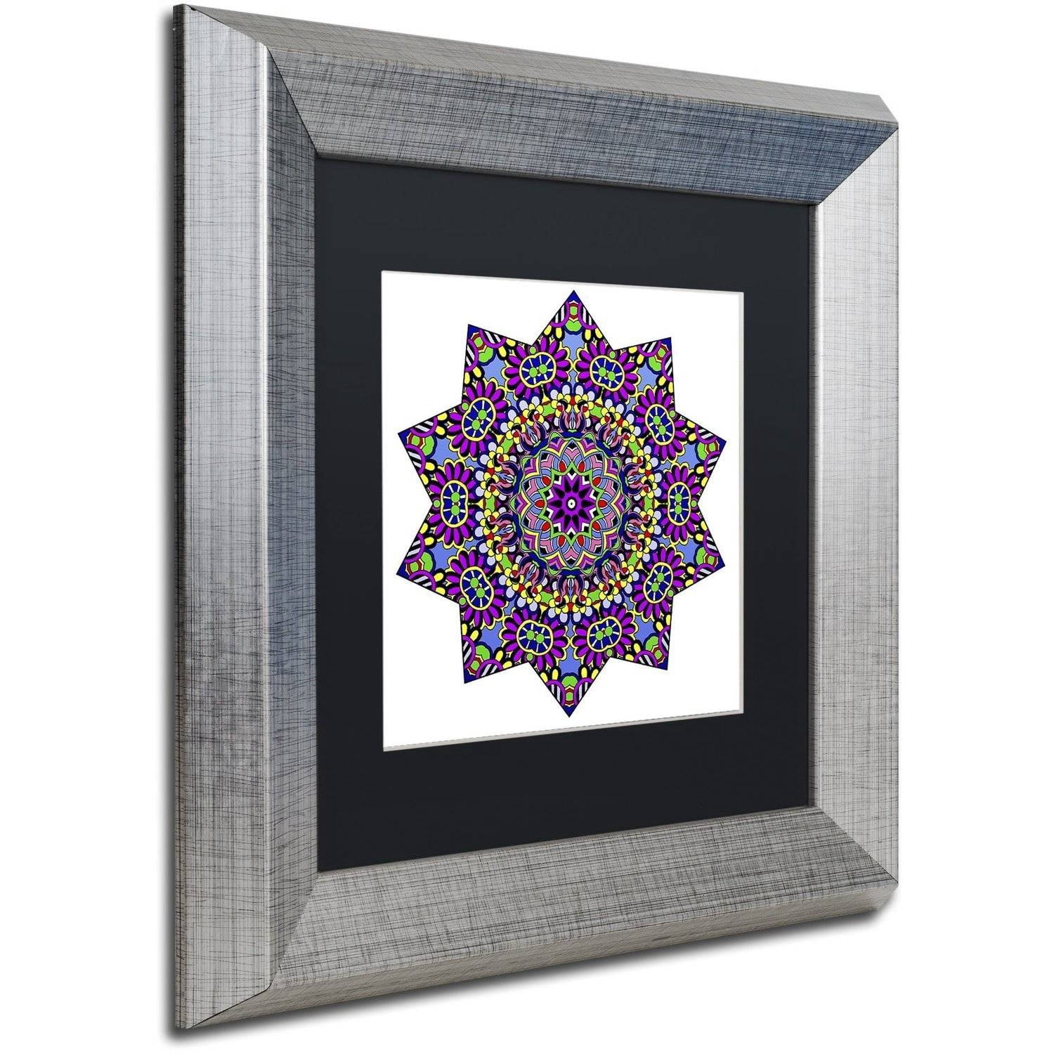 Trademark Fine Art "Shining Mandala in Purples" Canvas Art by Kathy G. Ahrens, Black Matte, Silver Frame