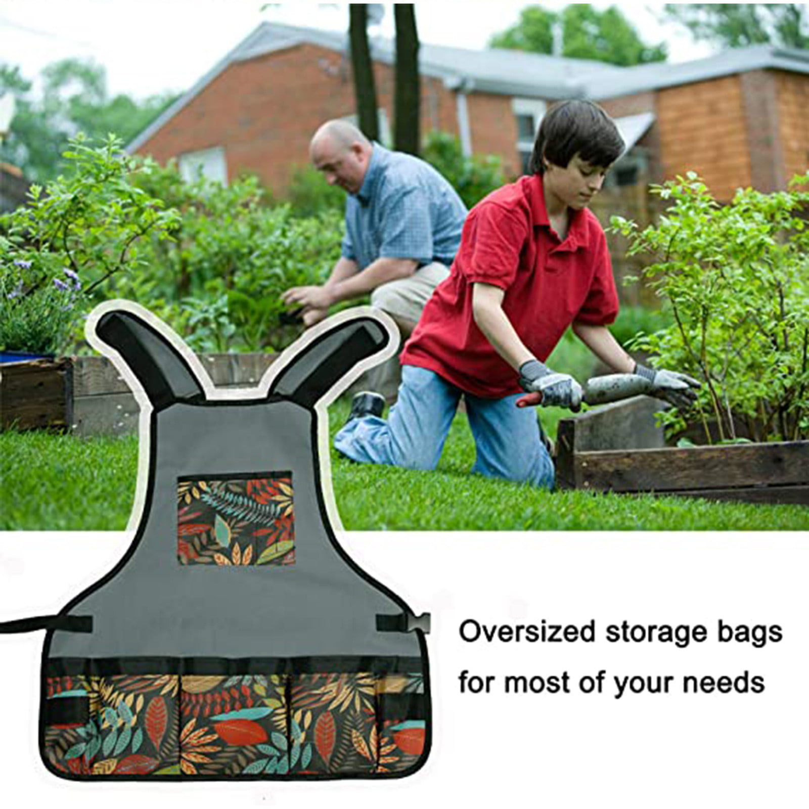 wawabox Waterproof Oxford Cloth Gardening Apron Thickening Wear-resistant Work Apron for Gardening Carpentry Lawn Care