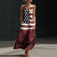 thumbnail image 2 of Fewfanhot 4th of July Women 250th Anniversary American Flag Maxi Dress, V-Neck Sleeveless Patriotic Star Stripe Long Dress with Pockets, Casual Summer Loose Fit Sundress, S-3XL, 2 of 8