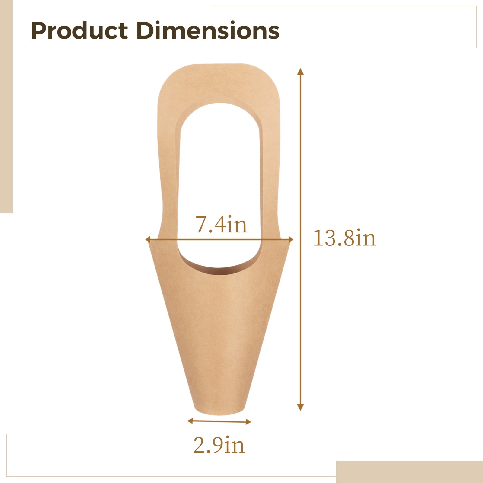 50 Pack Kraft Paper Flower Bouquet Bags - Flower Present Bags with Sturdy Handles - Brown Gift Wrapping Bags for Fresh Flowers, Plants & Gifts
