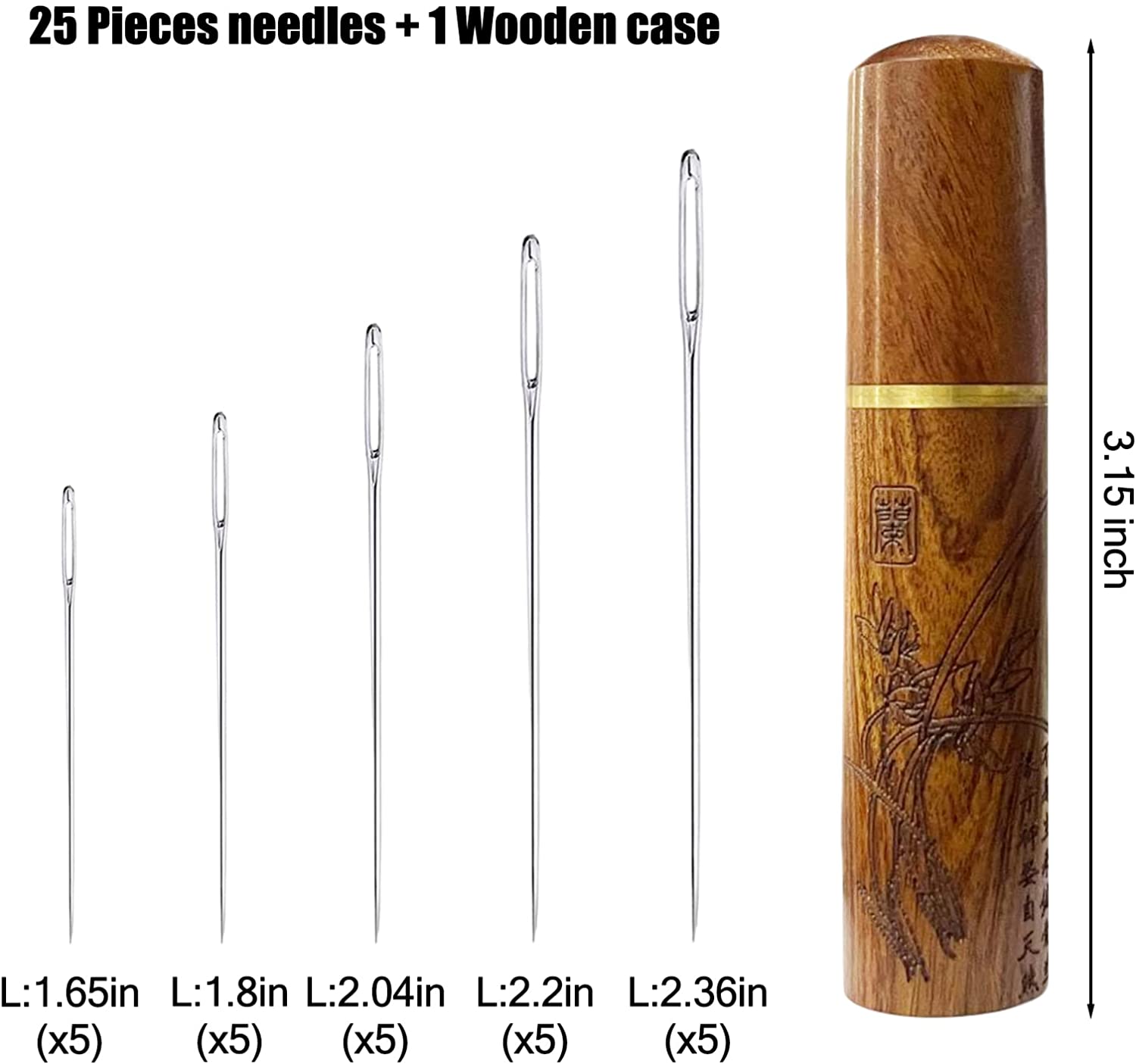 Sewing Needles Large Eye Hand Sewing - 25 Pieces Embroidery Needles for  Hand Sewing,Hand Sewing Needles,Large Eye Sewing Needles with Wooden Needle