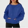 thumbnail image 2 of frariair Women's Fashionable Color Pullover Loose Ribbed Splicing Long Sleeve Pocket Top Sweatshirt Blank Sweatshirts Hooded Sweatshirt Women, 2 of 6
