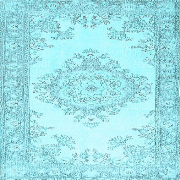 Ahgly Company Indoor Square Abstract Light Blue Contemporary Area Rugs, 8' Square