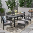 thumbnail image 2 of GDF Studio Elis Outdoor Wood and Wicker 9 Piece Expandable Dining Set, Dark Gray and Gray, 2 of 13