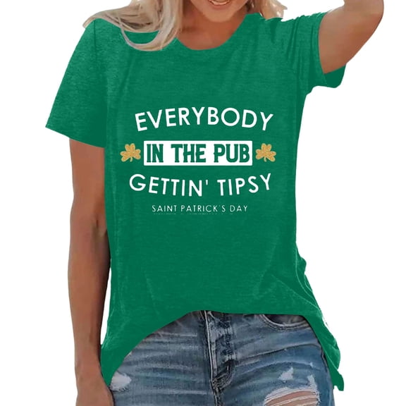 Shadoumai Womens St Patricks Day Shirt – Green Glitter Heart Tee, Festive Irish Outfit, Soft Cotton Black Shamrock T Shirt for Women