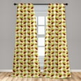 thumbnail image 5 of Ambesonne Tropical Curtains, Star and Papaya Flowers, Pair of 28"x84", Yellow Green Orange, 5 of 5