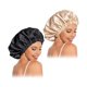 thumbnail image 1 of wonima11 Satin Bonnet Silk Bonnet Hair Bonnet for Sleeping-Slouchy Beanie Hat Satin Sleep Cap for Women's Natural & Curly Hair(Black&Champagne), 1 of 1