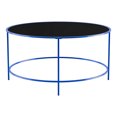 thumbnail image 3 of Furniture of America Rockbel Table Basse Ronde Contemporaine à Dessus en Verre, Bleu, 3 of 5