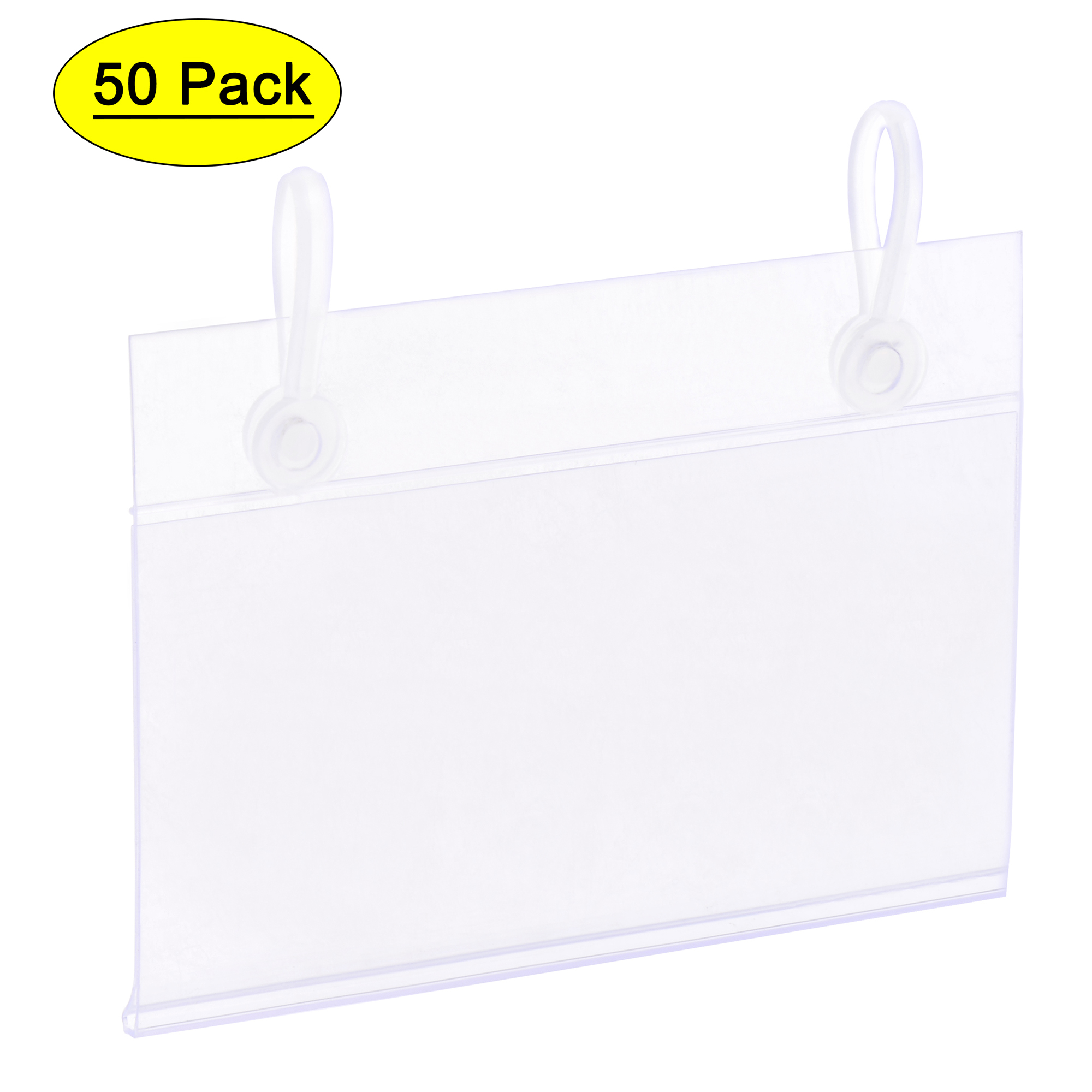 Uxcell 80x55mm Clear Plastic Label Holder with Hanging Buckle, 50 Pack