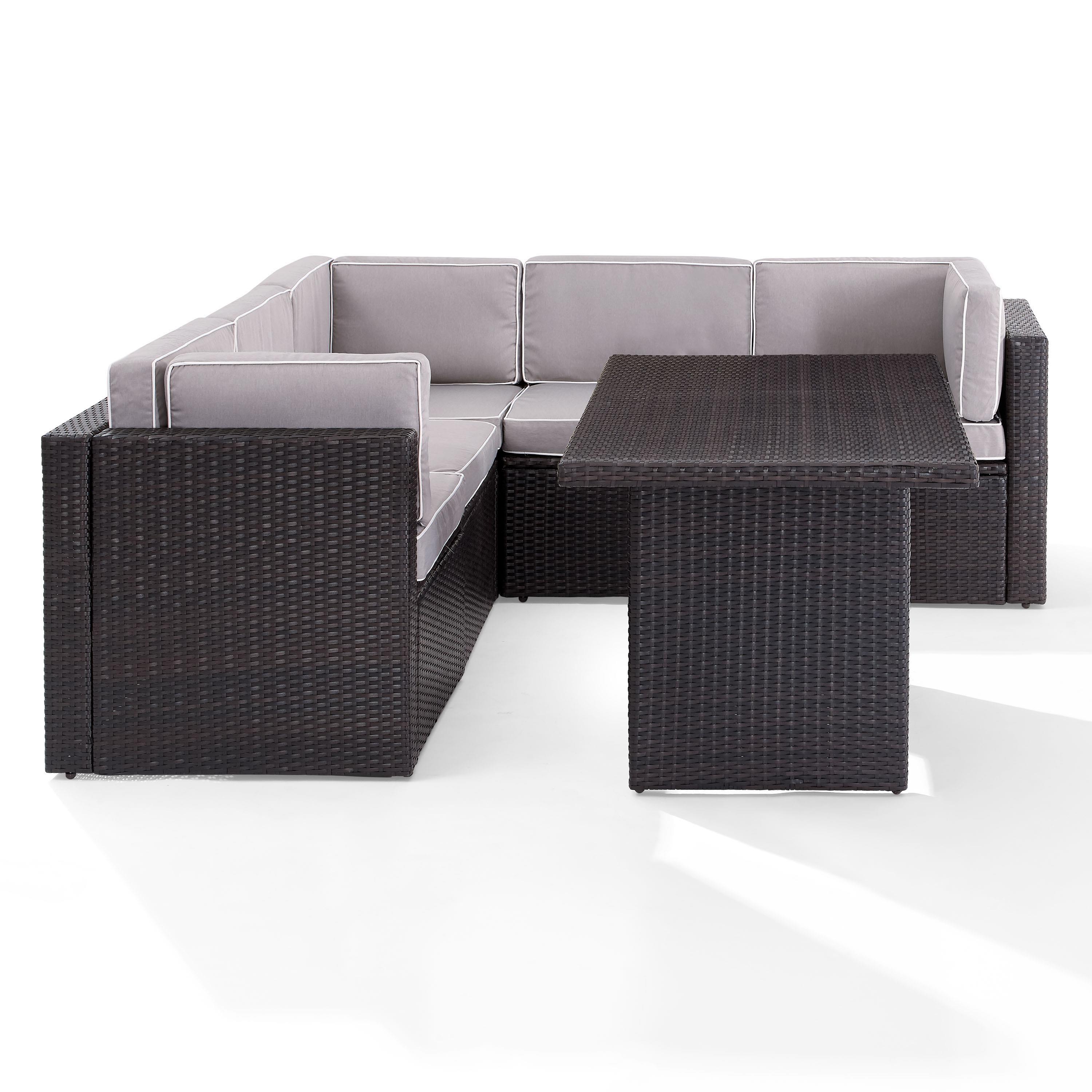 Crosley Palm Harbor 6Pc Outdoor Wicker Sectional Set- 3 Corner Chairs, 2 Center Chairs, Cocktail Table - image 4 of 10