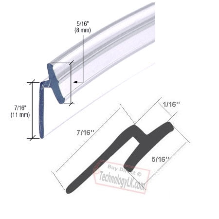 Gordon Glass Angled Translucent Vinyl Edge "T" Wipe - 36-in long