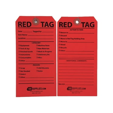 5S Red Tags (Wired) 50 Pack