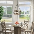 thumbnail image 5 of LNC Farmhouse Chandelier Drum Pendant Lighting Fixtures 4-Lights Brown Black, 5 of 10
