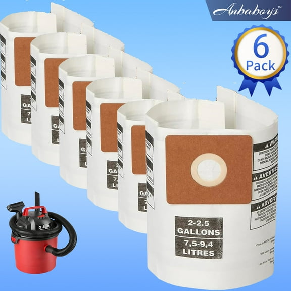 Vacuum Bags for Shop-Vac Type B 90668 906-68-00 2 Gallon Vacuum 6-Pack