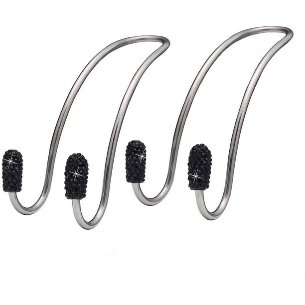 Organizadores para respaldo de asiento (2 unidades), ganchos universales con diseño de diamantes brillantes para reposacabezas de coche, organizadores de bolsos, resistentes y duraderos (negro)
