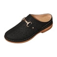 thumbnail image 2 of Women's Metal Buckle Mule Slides, Perforated Comfort Flat Shoes, Lightweight Casual Loafers for Indoor Outdoor and Summer Daily Activities，Black Size 39, 2 of 8