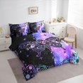 thumbnail image 3 of Homewish Gothic Spooky Butterfly 7pcs Bedding Comforter Set,Boho Skull Queen Bedding Sets,Purple Black Queen Sheet Sets For Girls Kids,Luxury Bedroom Decor Reversible, 3 of 8