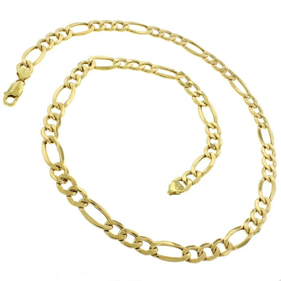14K Yellow Gold 9mm Hollow Figaro Chain, FREE Microfiber Cloth, Link Mens Womens Necklace, Giorgio Bergamo