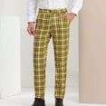 thumbnail image 6 of Dress Pants for Men Business Casual Plaid Chino Pants Comfort Stretch Tapered Trousers with Pockets, Yellow, M, 6 of 6