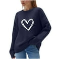 thumbnail image 1 of FMFYFH Chandails de la Saint-Valentin pour Femmes Grande Taille, Coupe Ample, Mignon Imprimé « Love », Chandail Graphique, Haut Décontracté à Col Rond, 1 of 6