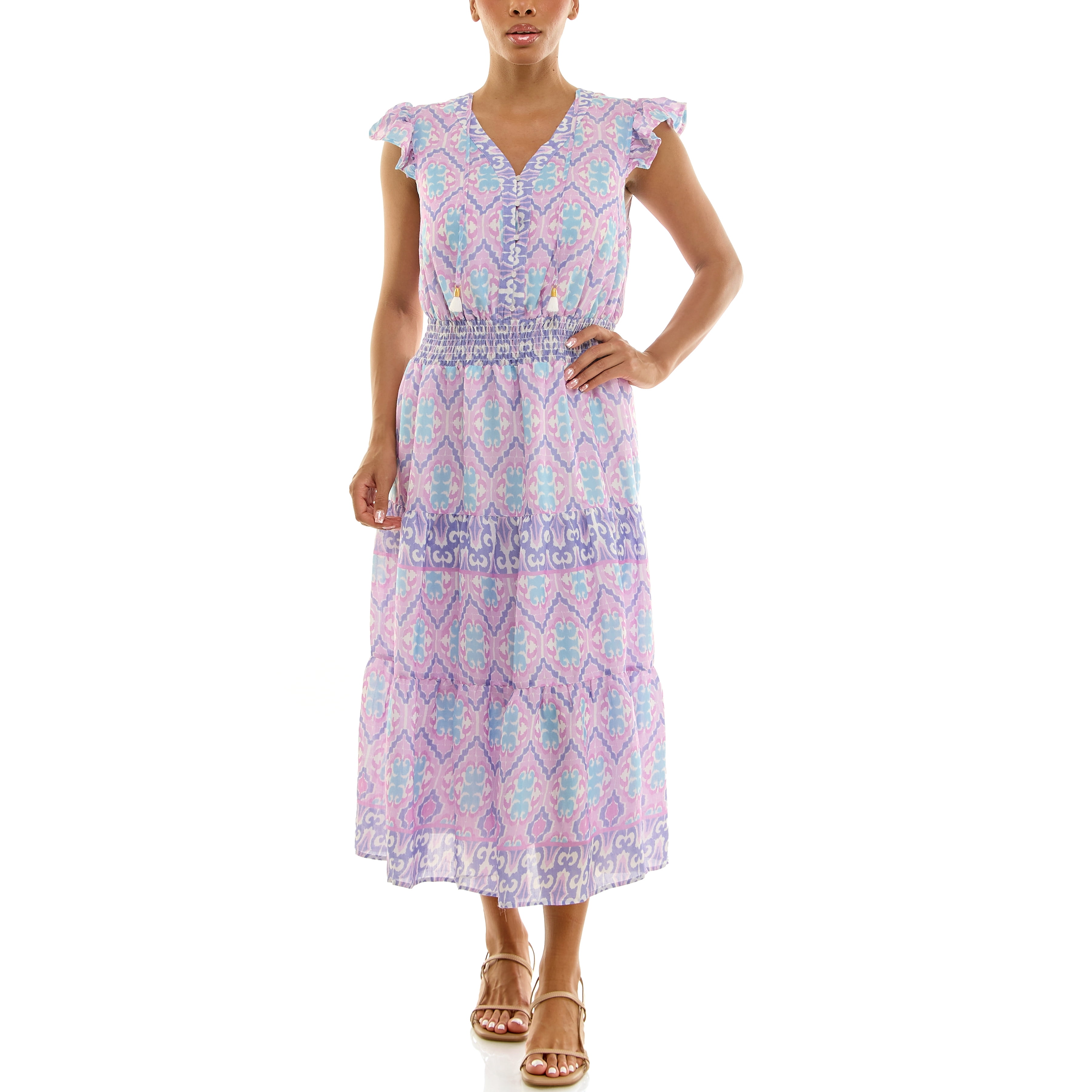 Nanette Lepore Women's Flutter Sleeve Tassel Midi Dress, Sizes XS-XXXL