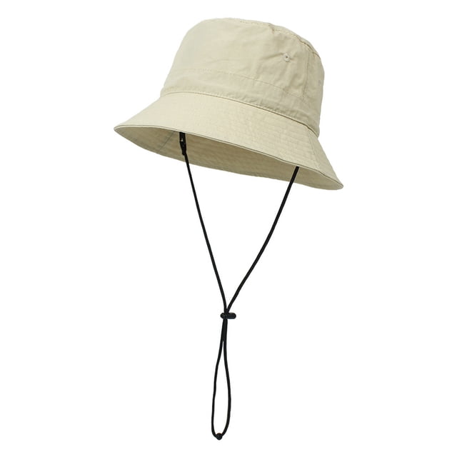 Bucket Hat Solid Color Unisex Reversible Fishing Hat Beach Cap with Lanyard