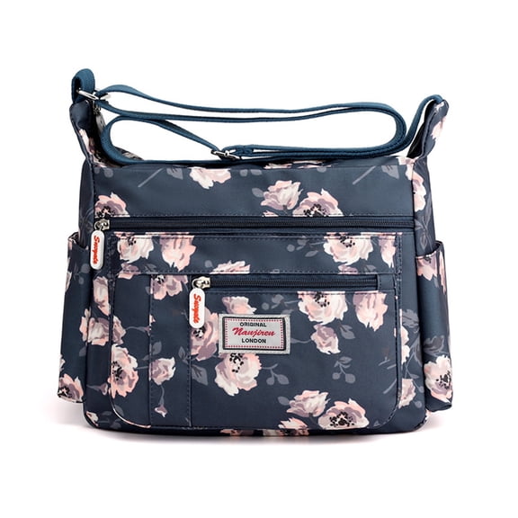 LQCrafK Floral Pattern Shoulder Bag for Women, Casual Multi-Pocket Crossbody Bag