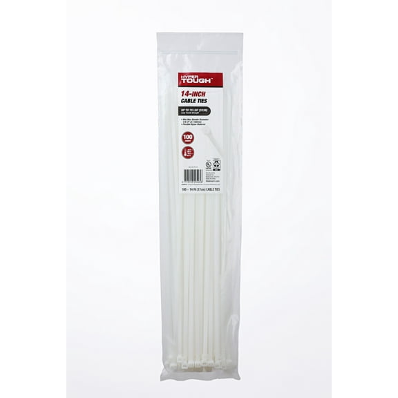 Hyper Tough 14inch Cable Tie Natural 100Pcs