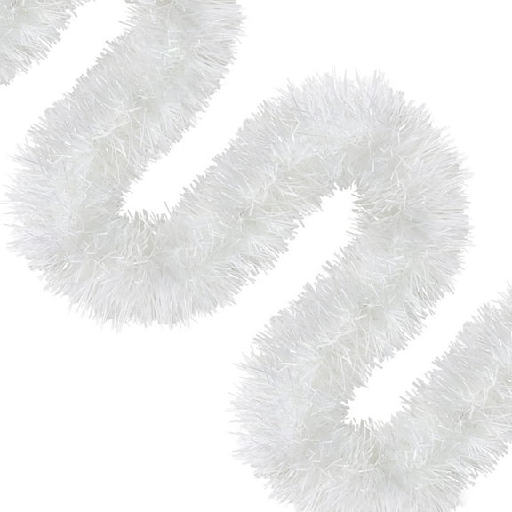 FGY 50 Feet Christmas Tinsel Garland White Tinsel Foil Garland Decoration for Tree Wall Rail Home Event - White