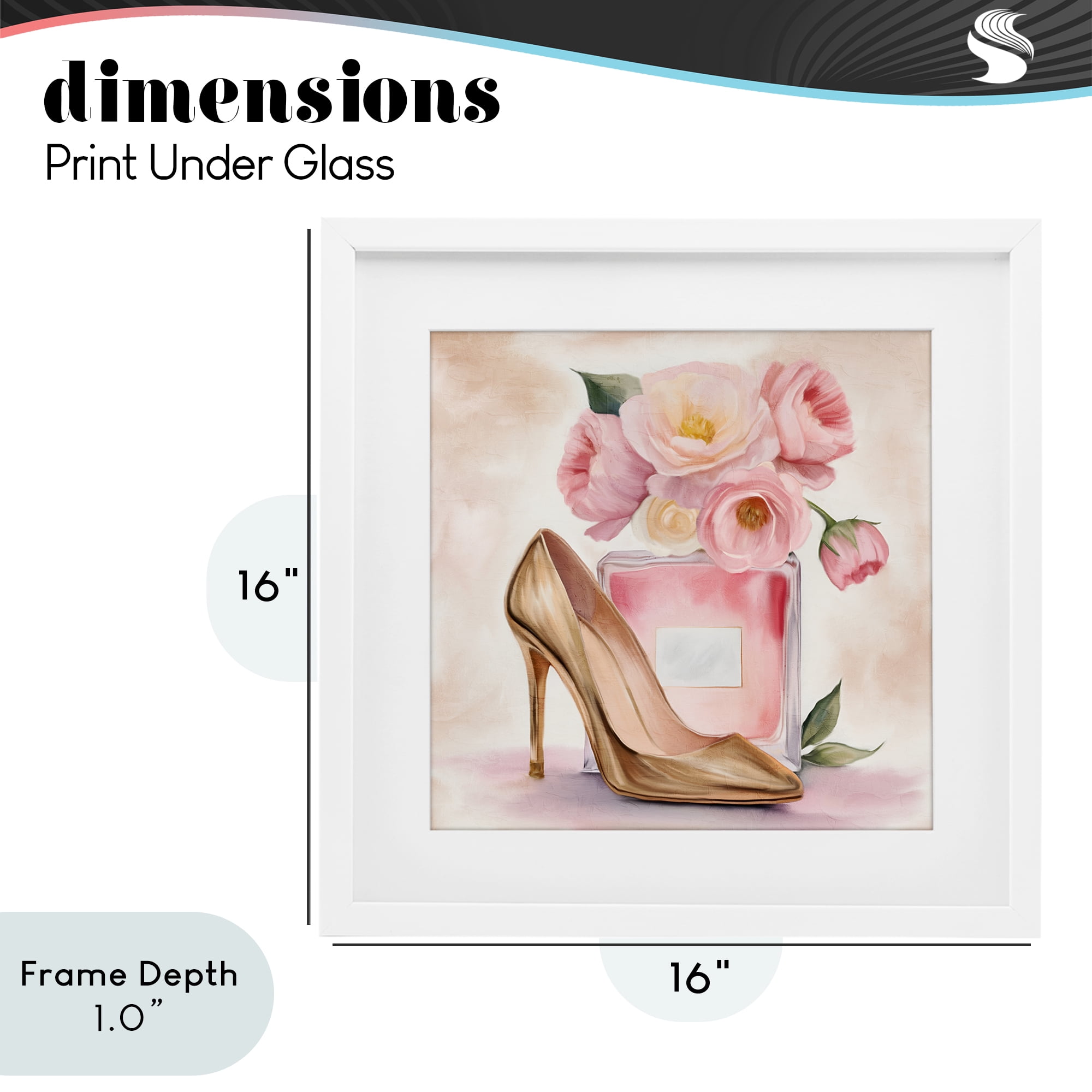 Stupell Industries Pink Beauty Heel & Flowers White Framed Print Under Glass, design by Kim Allen