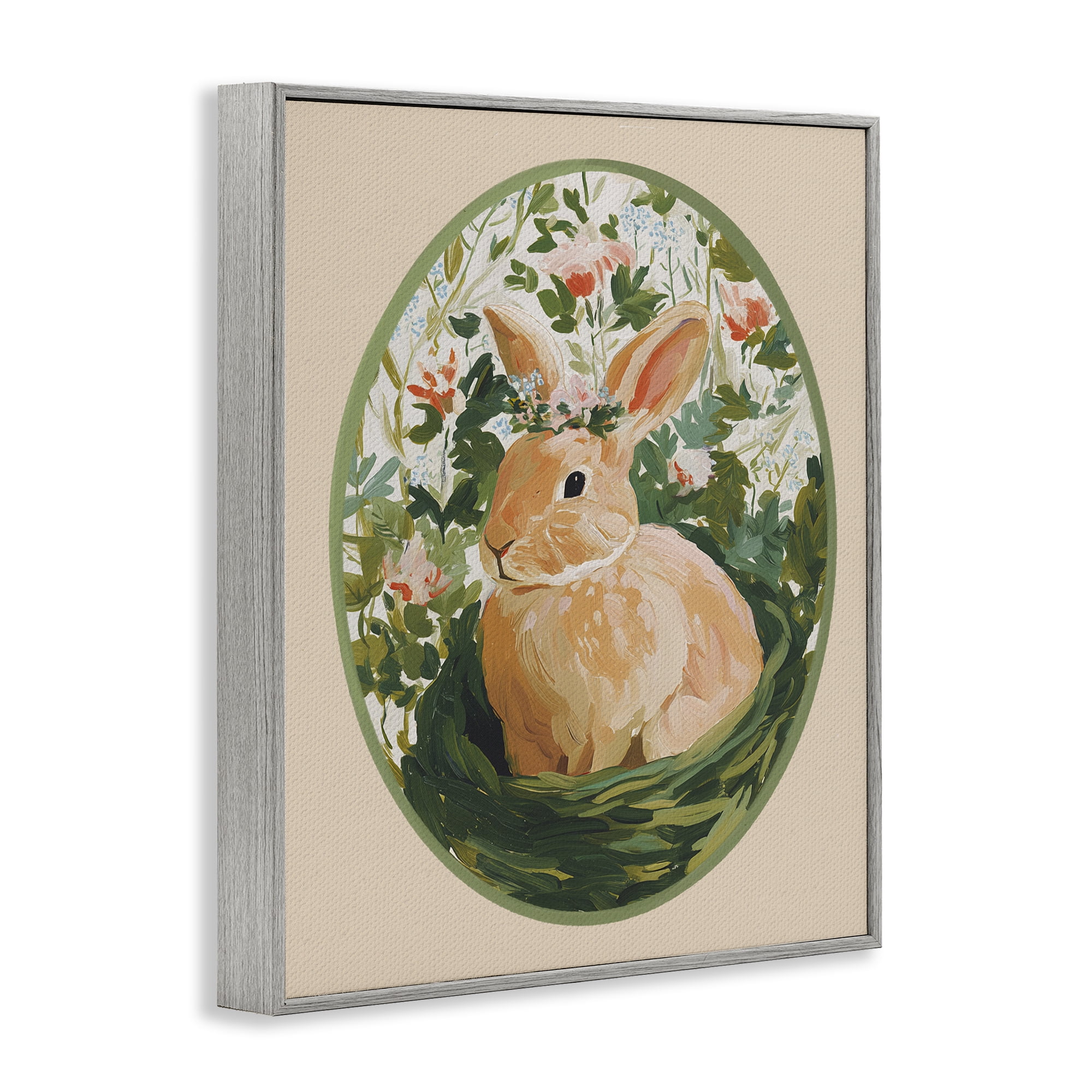 Stupell Industries Bloom Nest Bunny Gray Framed Giclee Art, design by Yen
