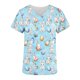thumbnail image 5 of Tops Cortos para las Mujeres Casual Cuello en V Manga Corta Impresa Traje Protector de Bolsillo Top Tops de Pascua para las Mujeres, 5 of 6