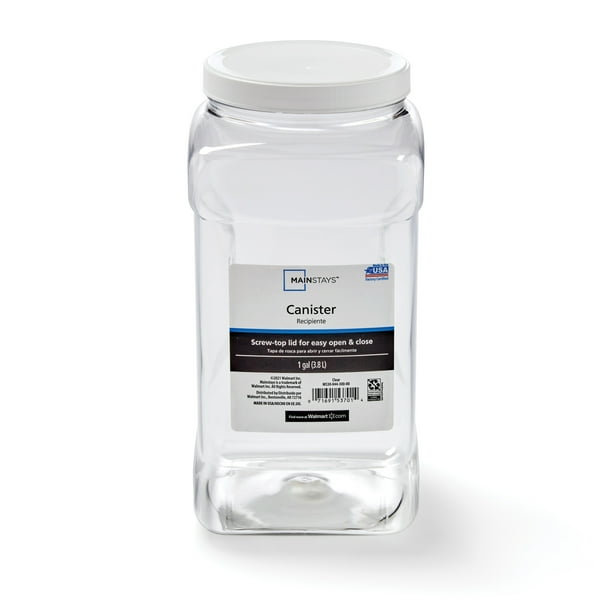 Mainstays Plastic ScrewTop Canister, 1 Gallon, White