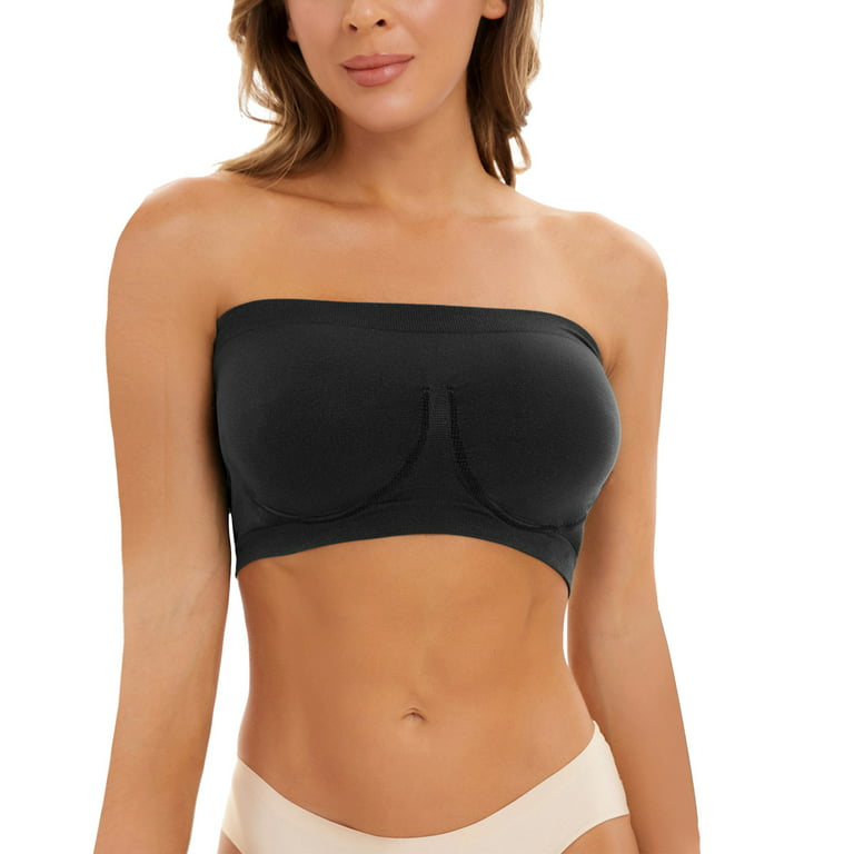 TINAEK Comfort Strapless Bras for Women Push Up Compression Seamless Full  Coverage Padded Ball Gown Crop Bandeau Tube Bra Top for Women